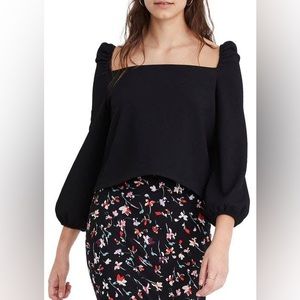 NWT Madewell size large black crepe square neck blouse